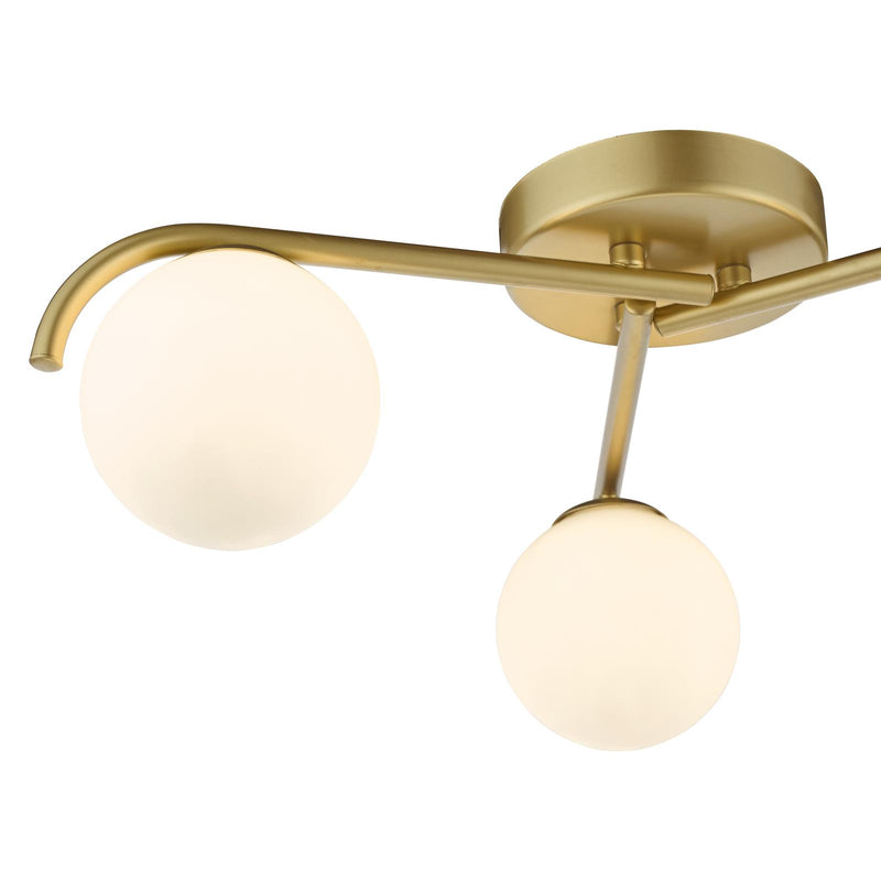 Dar Lighting Orlena 3 Light Flush Satin Gold and Opal Glass • ORL5335
