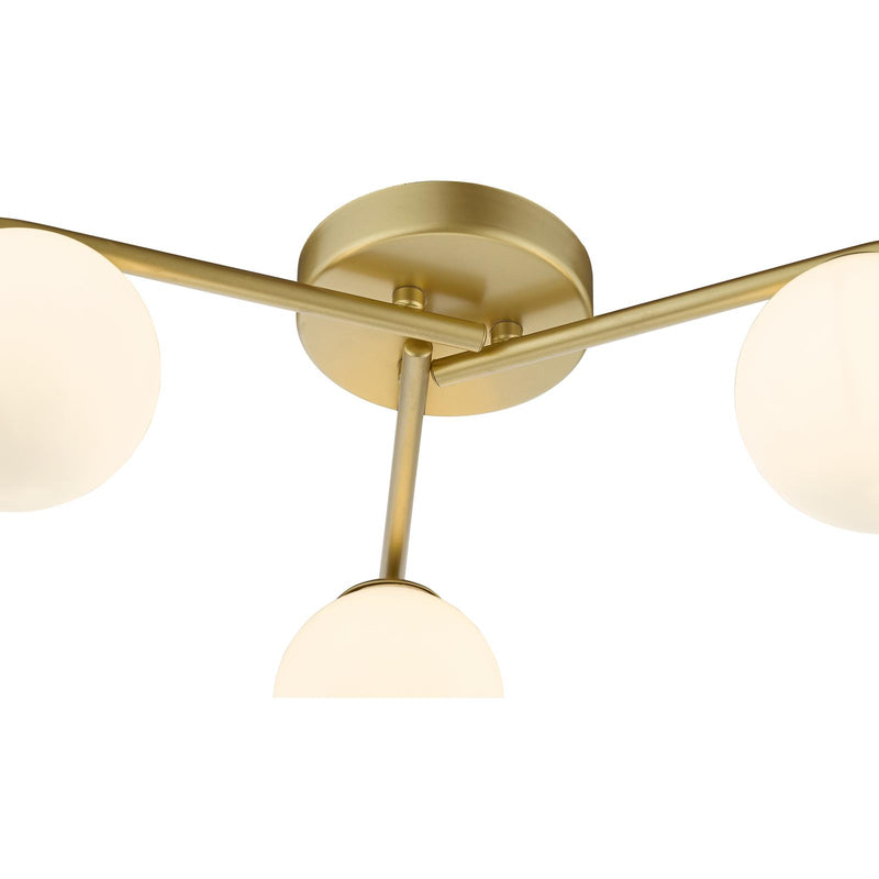 Dar Lighting Orlena 3 Light Flush Satin Gold and Opal Glass • ORL5335