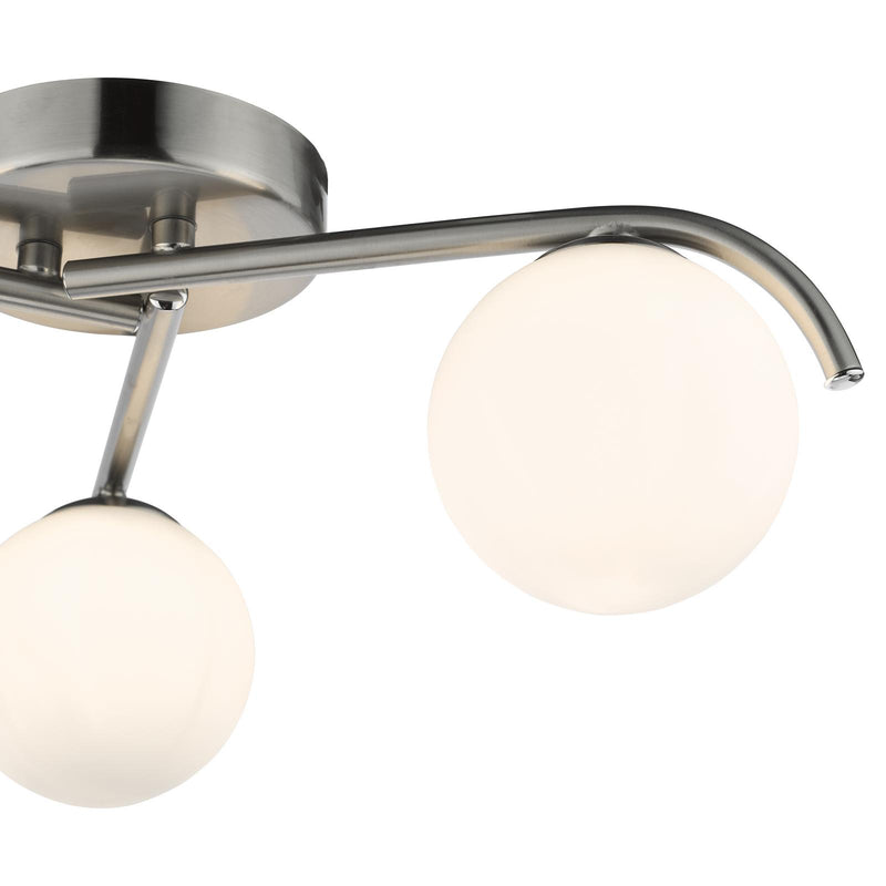 Dar Lighting Orlena 3 Light Flush Satin Chrome and Opal Glass • ORL5346