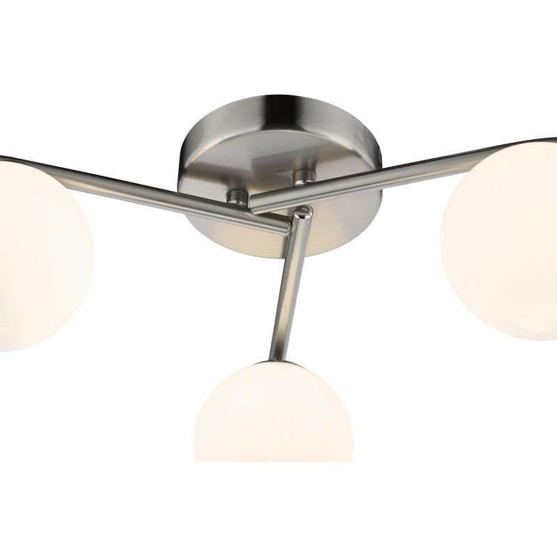 Dar Lighting Orlena 3 Light Flush Satin Chrome and Opal Glass • ORL5346