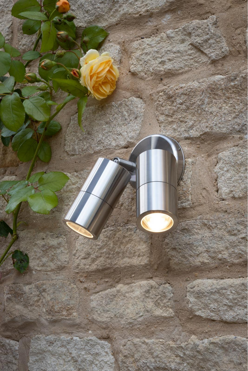 Dar Lighting Ortega Outdoor 2 Light Wall Spotlight Aluminium IP65 • ORT0968