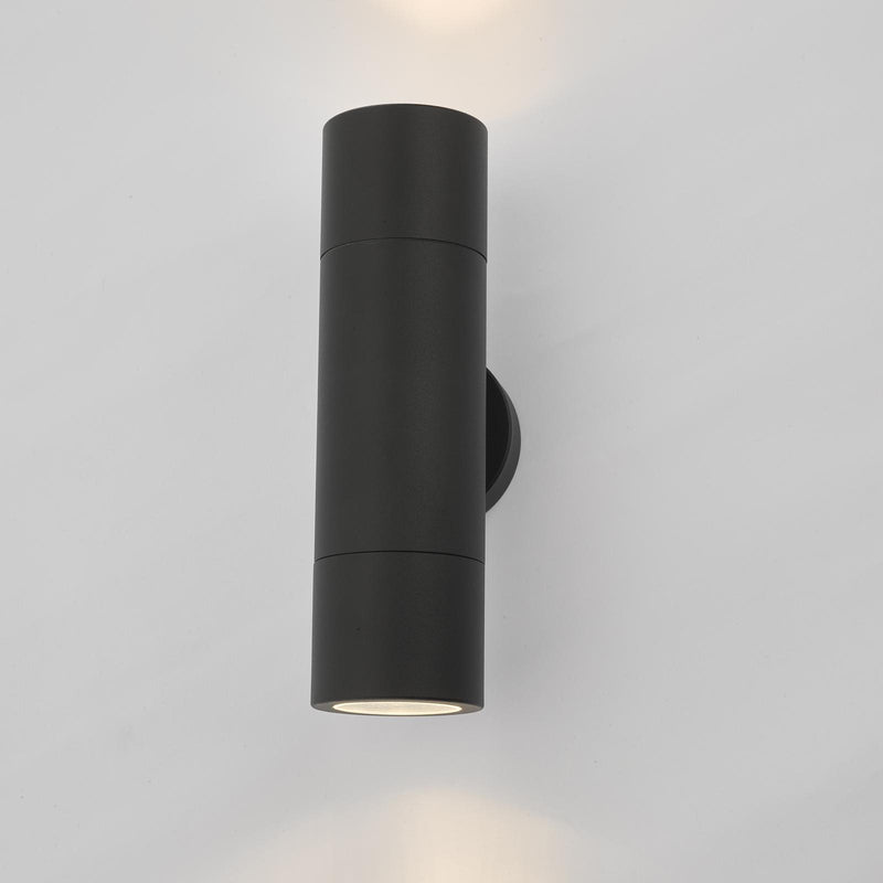 Dar Lighting Ortega Outdoor 2 Light Wall Light Matt Black IP65 • ORT3222