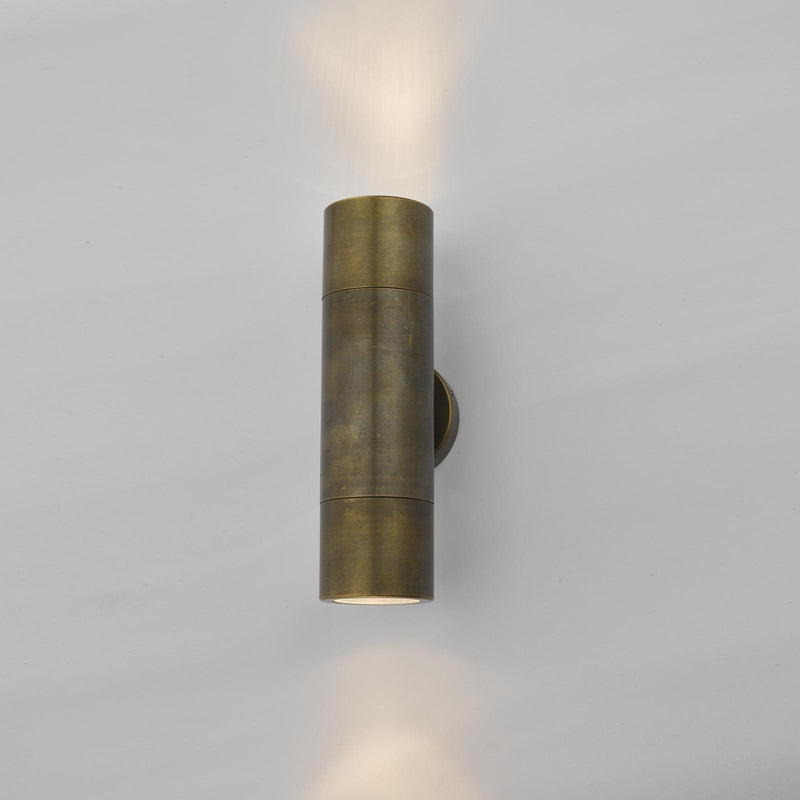 Dar Lighting Ortega Outdoor 2 Light Wall Light Natural Brass IP65 • ORT3275