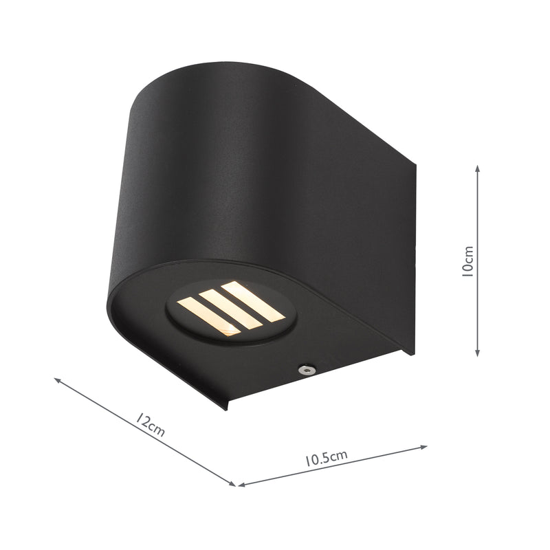 Dar Lighting Orville 2 Light Outdoor Wall Light Matt Black LED IP44 • ORV3222