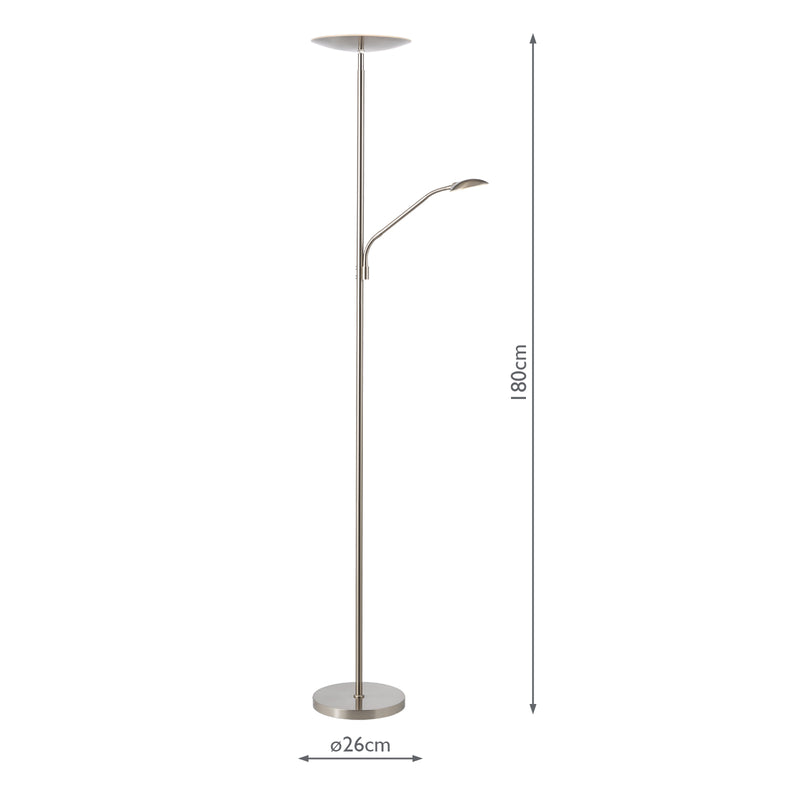 Dar Lighting Osbert Mother & Child Floor Lamp Satin Nickel LED • OSB4946