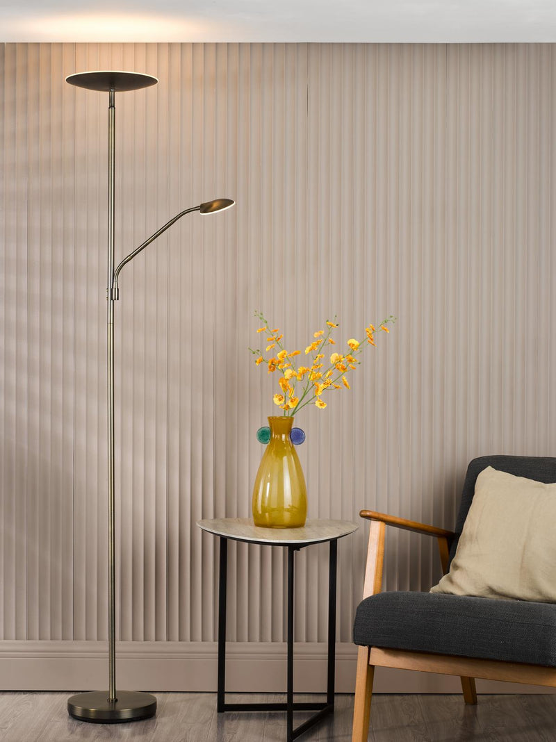 Dar Lighting Osbert Mother & Child Floor Lamp Satin Bronze LED • OSB4963
