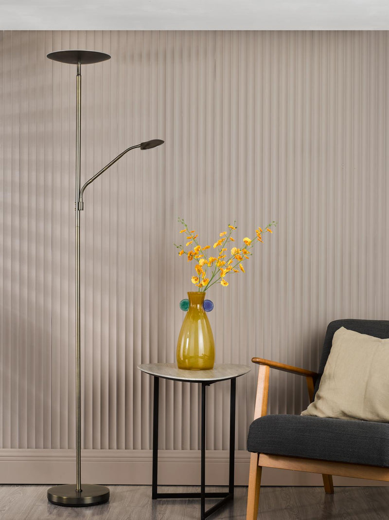 Dar Lighting Osbert Mother & Child Floor Lamp Satin Bronze LED • OSB4963