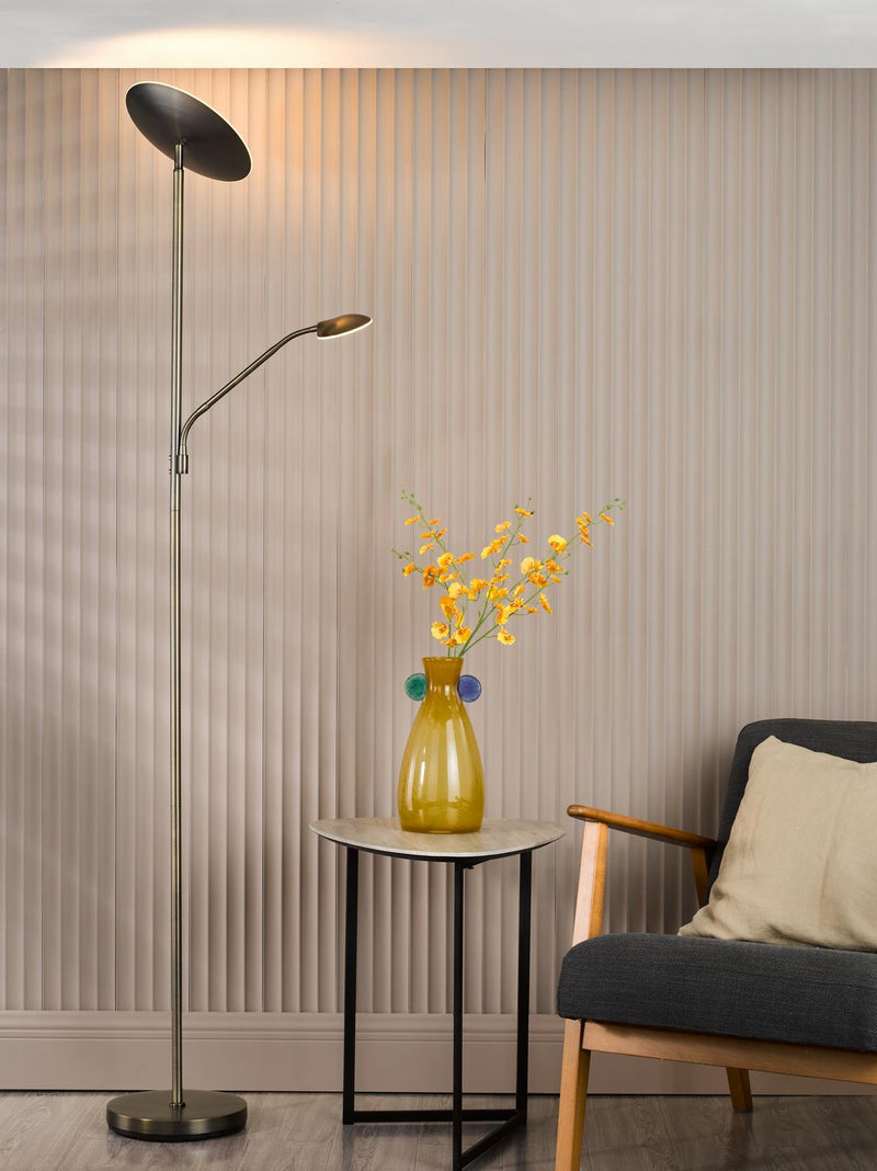 Dar Lighting Osbert Mother & Child Floor Lamp Satin Bronze LED • OSB4963