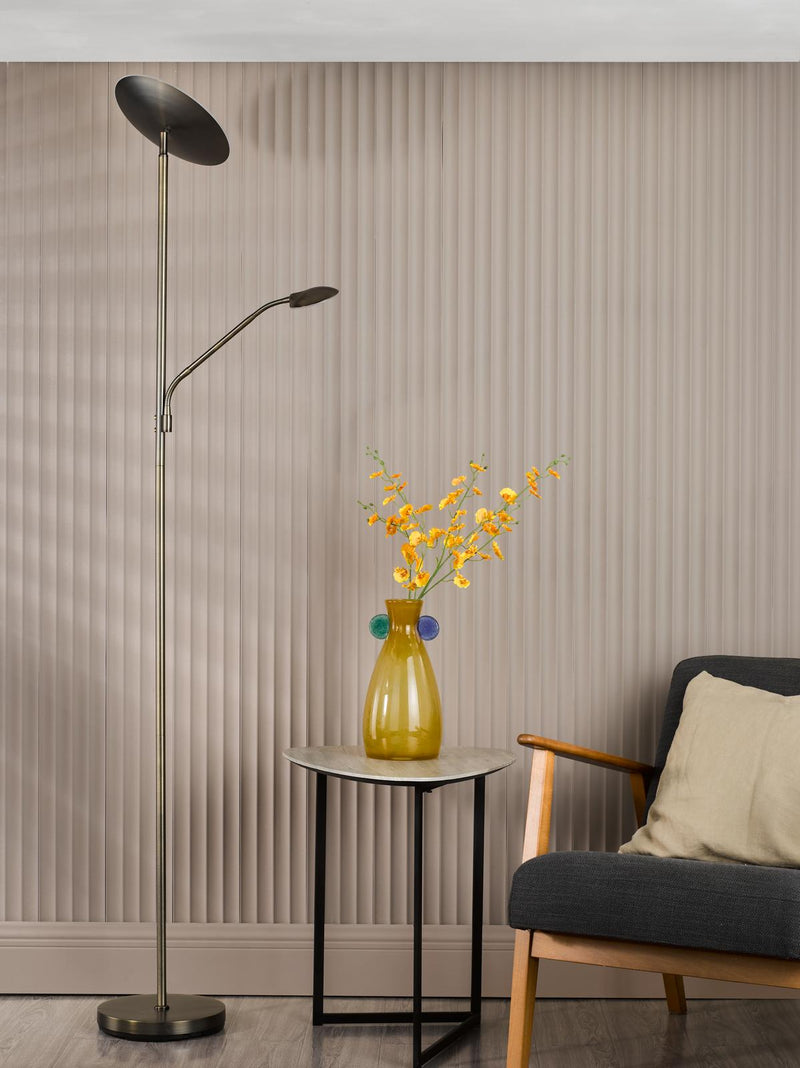 Dar Lighting Osbert Mother & Child Floor Lamp Satin Bronze LED • OSB4963