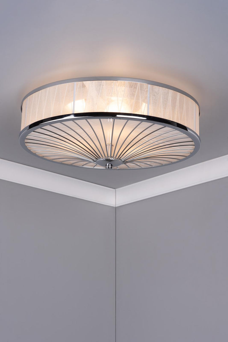 Dar Lighting Oslo 3 Light Flush Polished Chrome/ White • OSL5050