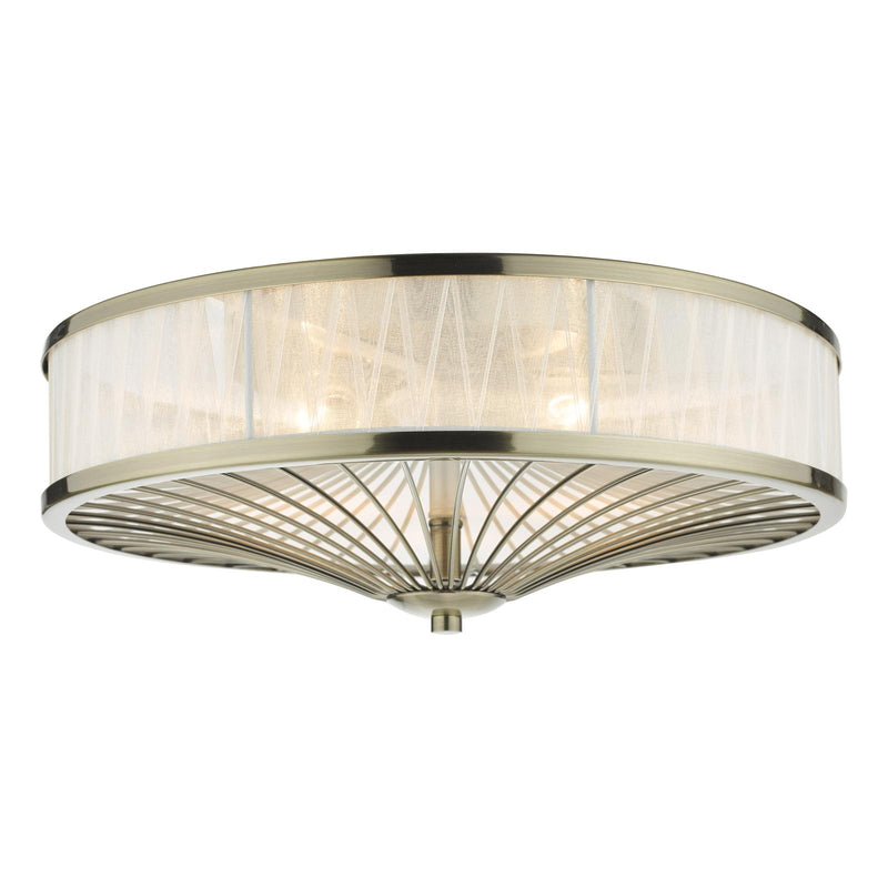 Dar Lighting Oslo 3 Light Flush Antique Brass • OSL5075