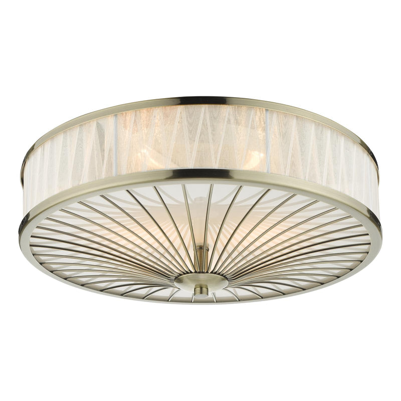 Dar Lighting Oslo 3 Light Flush Antique Brass • OSL5075