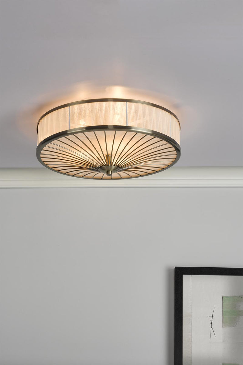 Dar Lighting Oslo 3 Light Flush Antique Brass • OSL5075