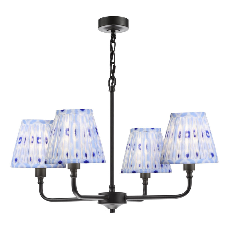 Dar Lighting Padme 4 Light Pendant Matt Black With Shade • PAD0422-IKA2623