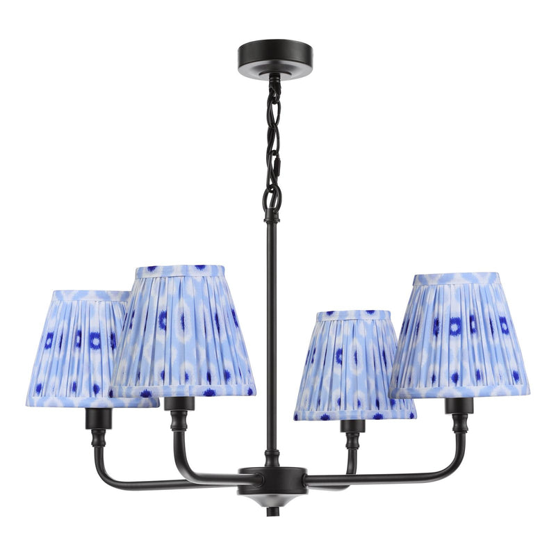 Dar Lighting Padme 4 Light Pendant Matt Black With Shade • PAD0422-IKA2623
