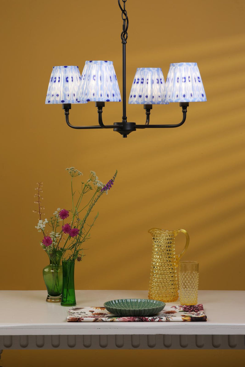 Dar Lighting Padme 4 Light Pendant Matt Black With Shade • PAD0422-IKA2623