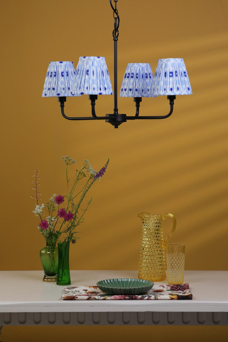 Dar Lighting Padme 4 Light Pendant Matt Black With Shade • PAD0422-IKA2623