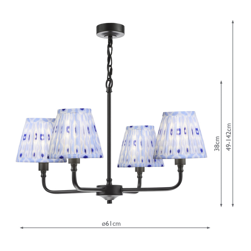 Dar Lighting Padme 4 Light Pendant Matt Black With Shade • PAD0422-IKA2623