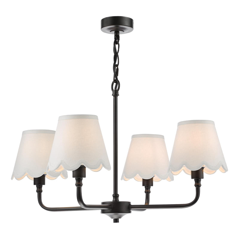 Dar Lighting Padme 4 Light Pendant Matt Black With Shade • PAD0422-NER262