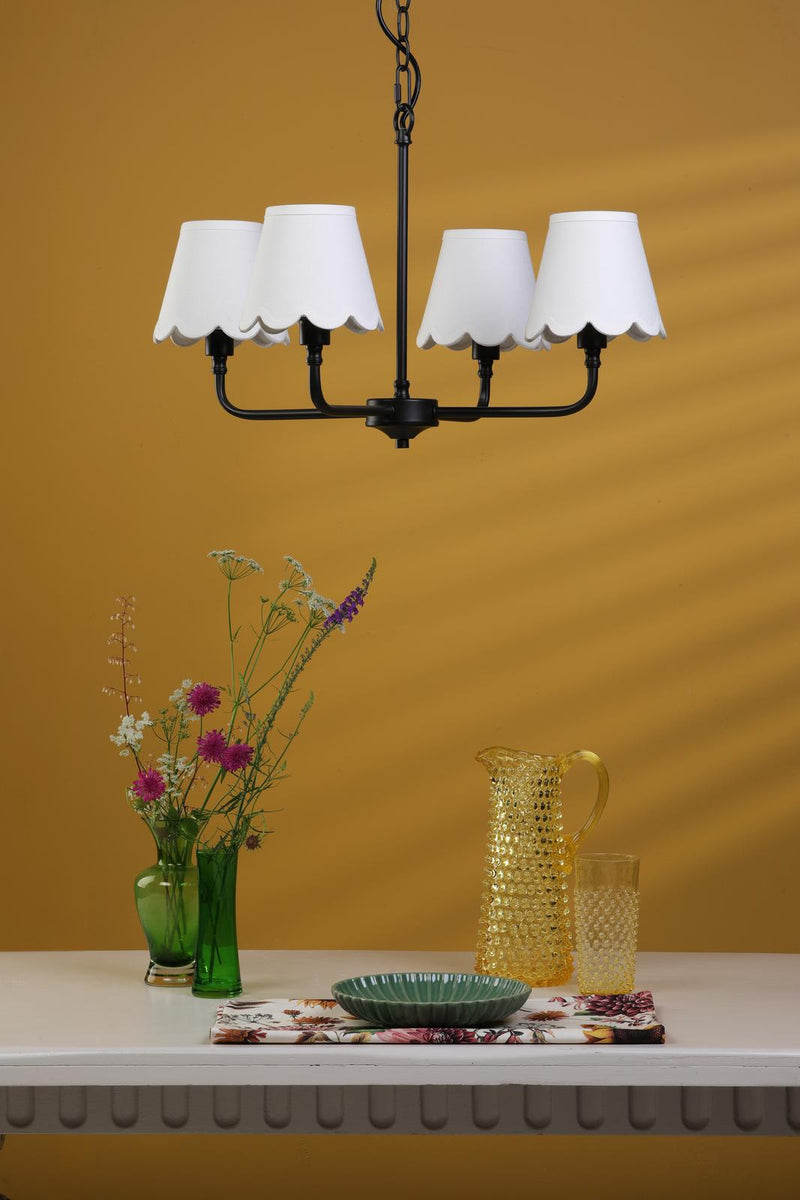 Dar Lighting Padme 4 Light Pendant Matt Black With Shade • PAD0422-NER262