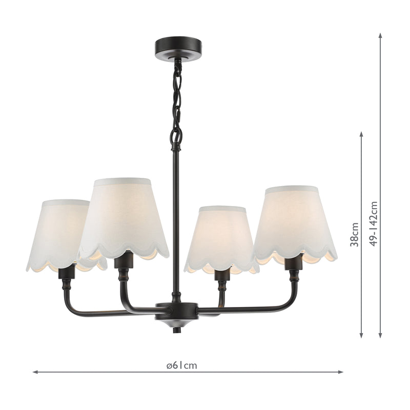 Dar Lighting Padme 4 Light Pendant Matt Black With Shade • PAD0422-NER262