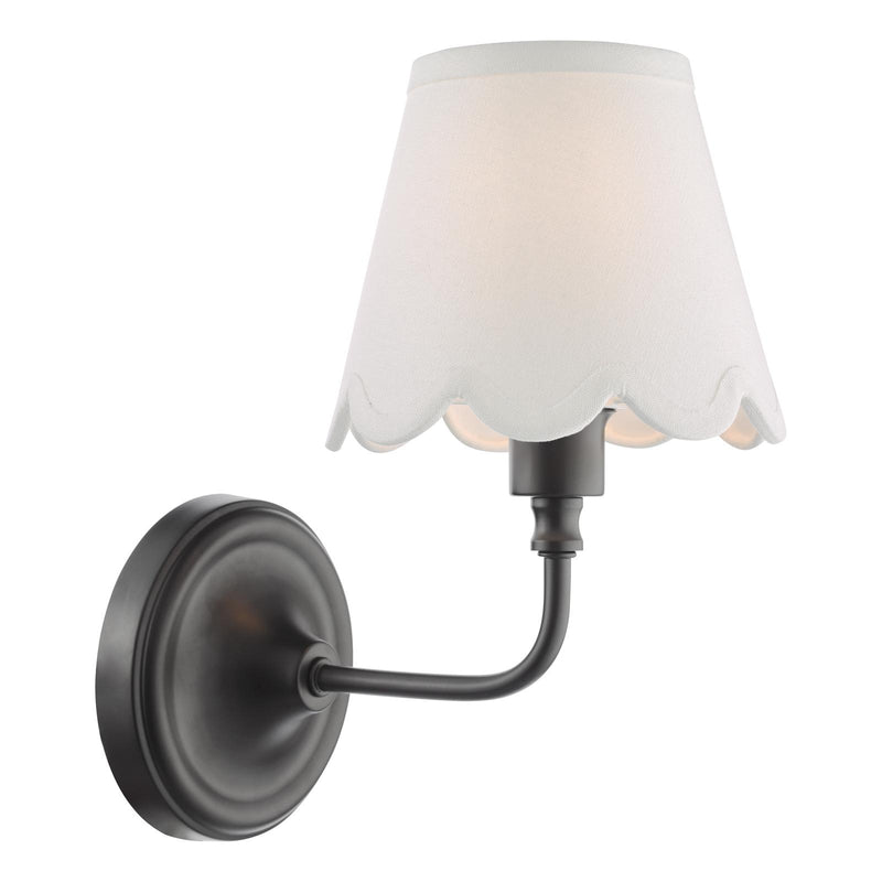 Dar Lighting Padme Wall Light Matt Black With Shade • PAD0722-NER262