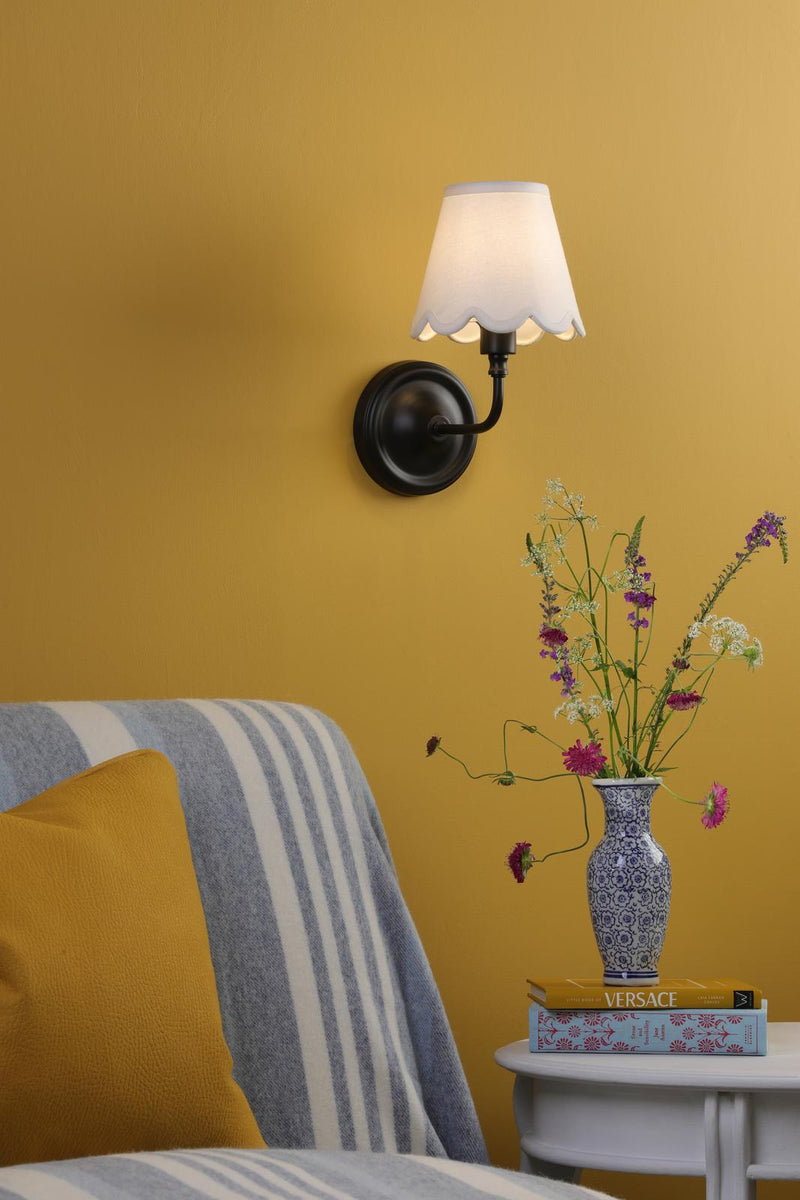 Dar Lighting Padme Wall Light Matt Black With Shade • PAD0722-NER262