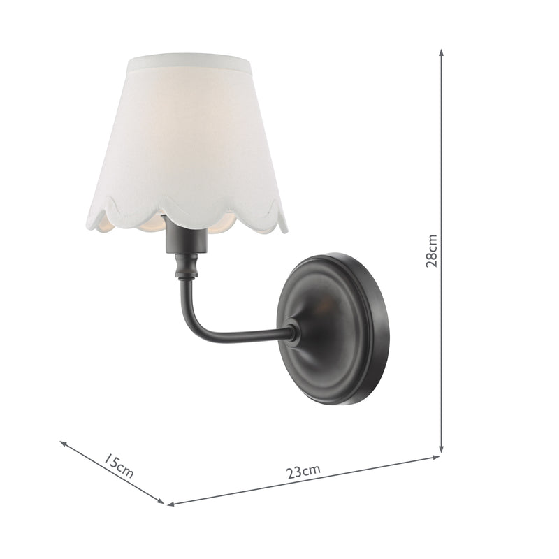 Dar Lighting Padme Wall Light Matt Black With Shade • PAD0722-NER262