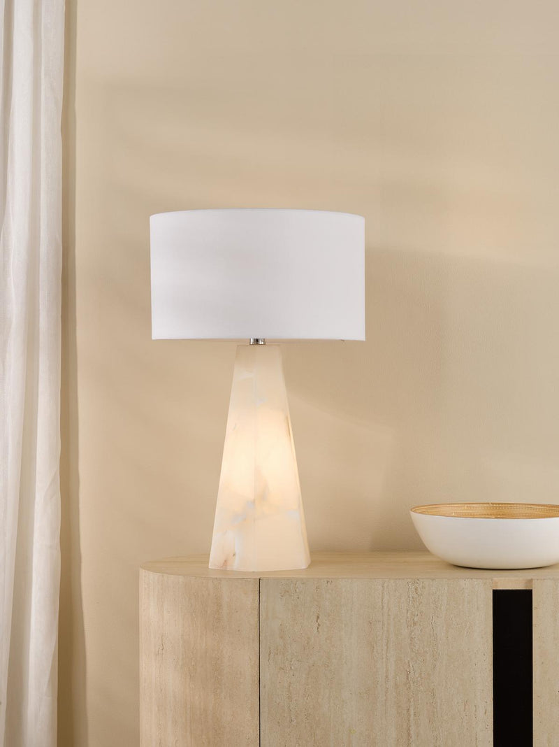 Dar Lighting Paget Table Lamp Alabaster and Matt Antique Brass Base Only • PAG4234