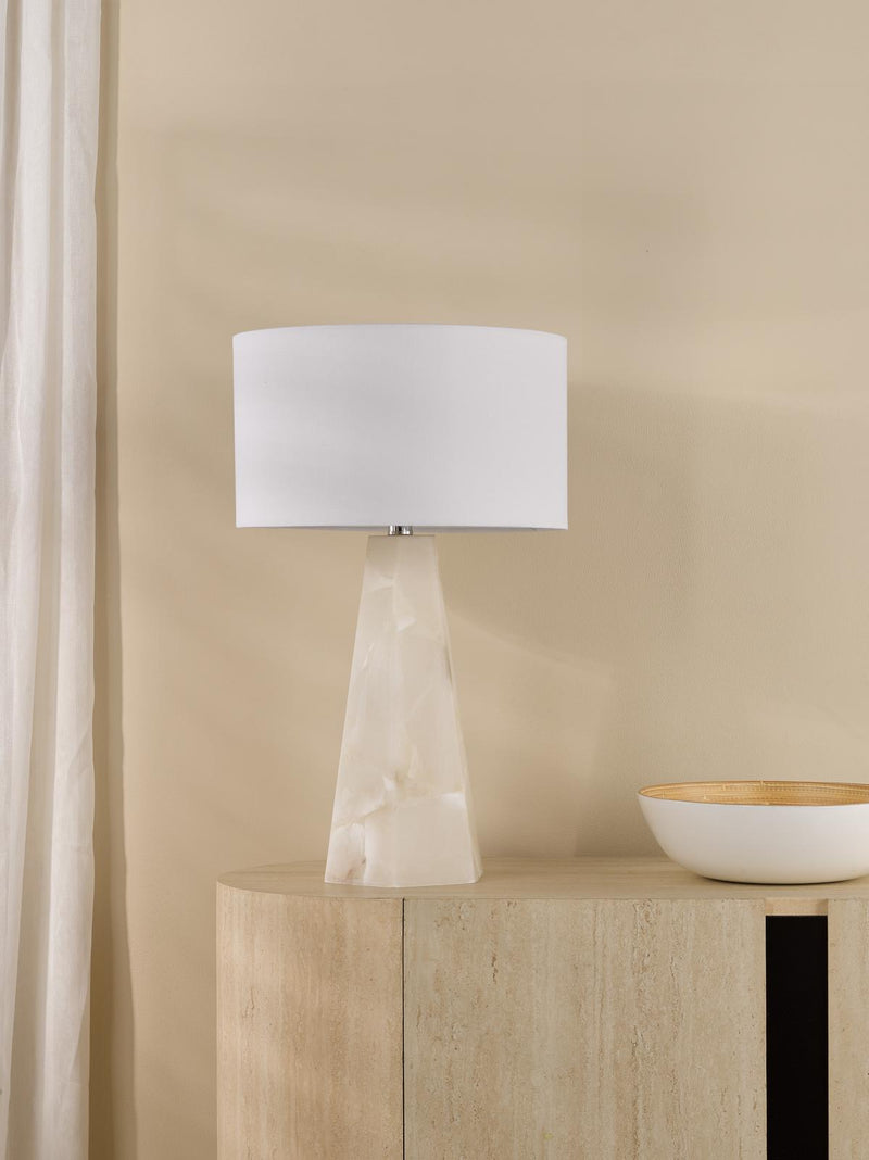 Dar Lighting Paget Table Lamp Alabaster and Matt Antique Brass Base Only • PAG4234