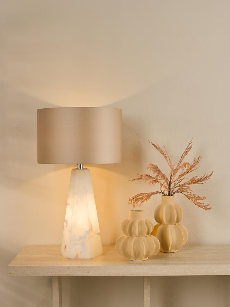 Dar Lighting Paget Table Lamp Alabaster and Matt Antique Brass Base Only • PAG4234