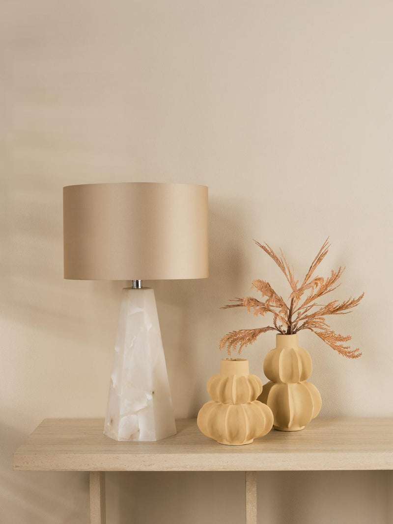 Dar Lighting Paget Table Lamp Alabaster and Matt Antique Brass Base Only • PAG4234