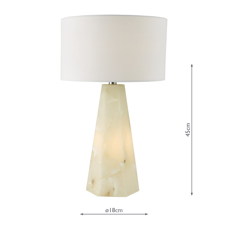 Dar Lighting Paget Table Lamp Alabaster and Matt Antique Brass Base Only • PAG4234