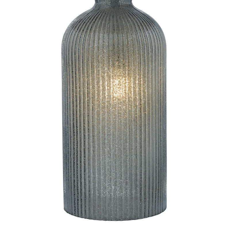 Dar Lighting Pamplona Dual Light Table Lamp Grey Glass With Shade • PAM4239