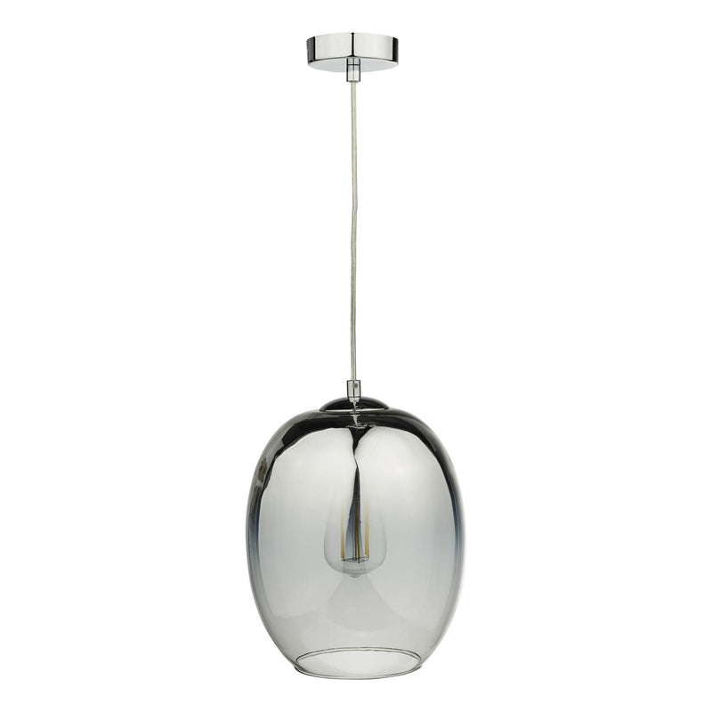 Dar Lighting Patrice 1 Light Pendant Silver Glass • PAT0132