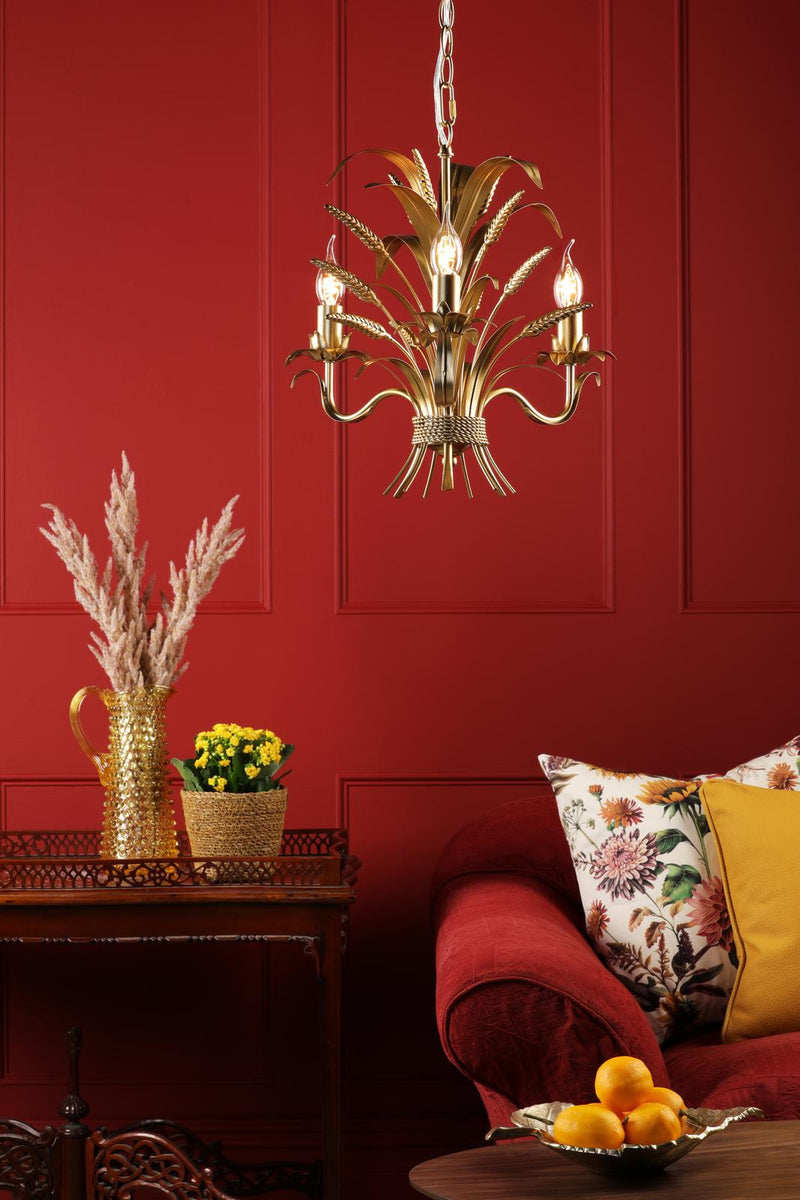 Dar Lighting Phaedra 3 Light Pendant Gold • PHA0335