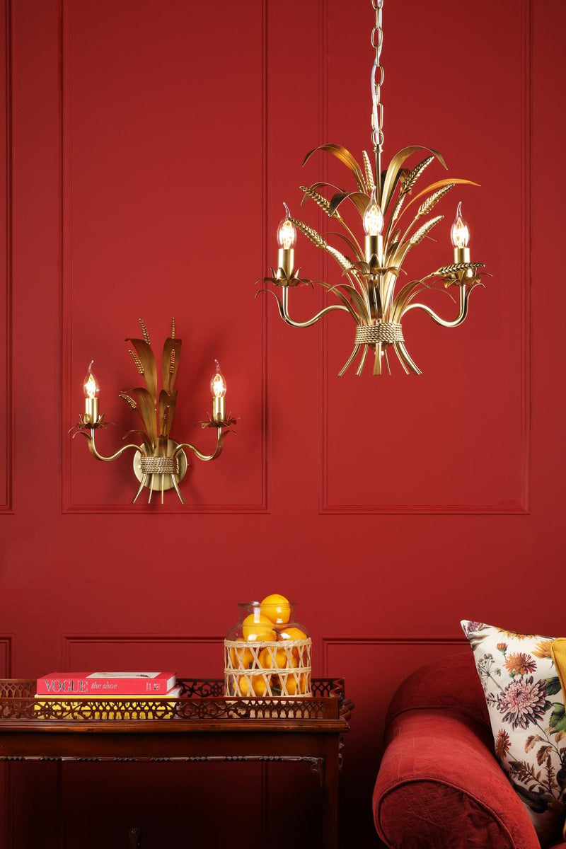 Dar Lighting Phaedra 3 Light Pendant Gold • PHA0335
