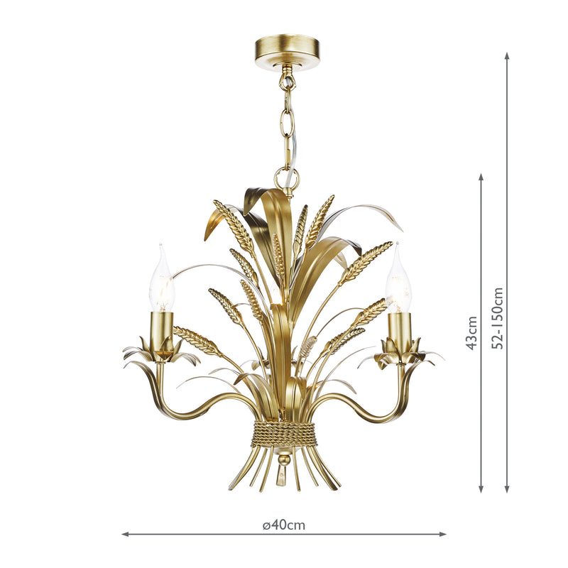 Dar Lighting Phaedra 3 Light Pendant Gold • PHA0335