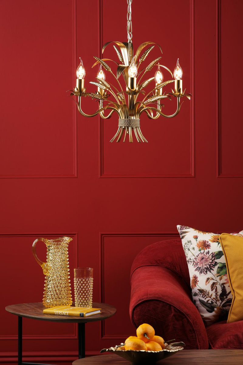 Dar Lighting Phaedra 5 Light Pendant Gold • PHA0535