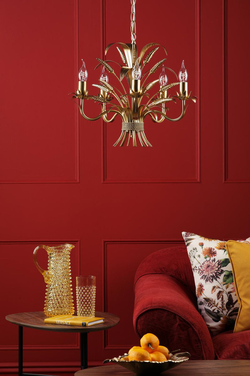 Dar Lighting Phaedra 5 Light Pendant Gold • PHA0535