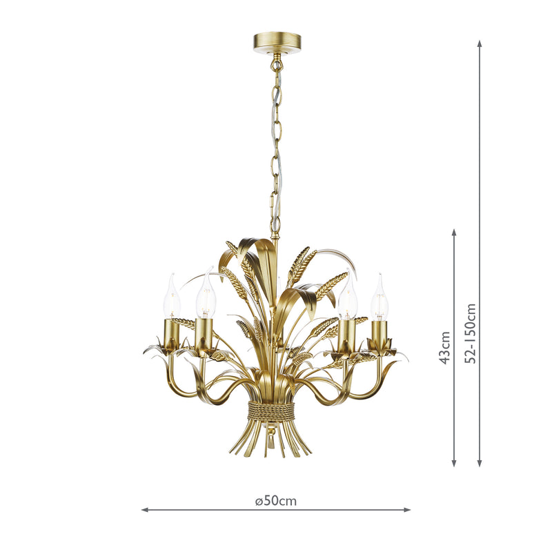 Dar Lighting Phaedra 5 Light Pendant Gold • PHA0535