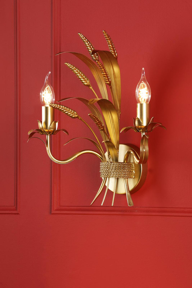 Dar Lighting Phaedra 2 Light Wall Light Gold • PHA0935