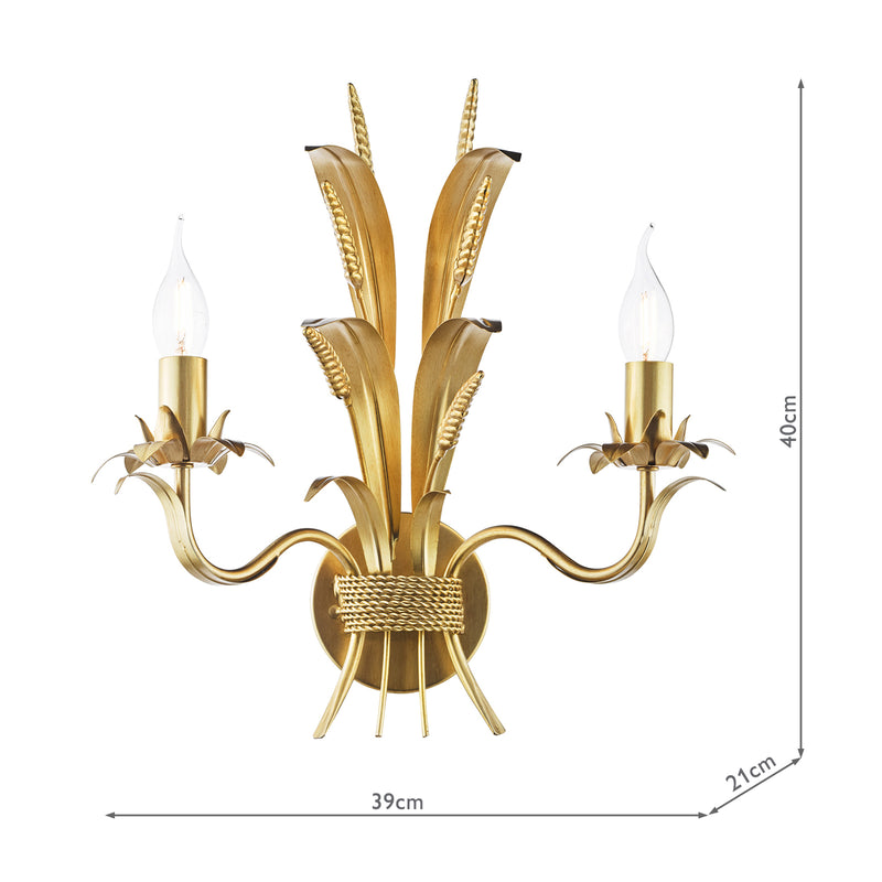 Dar Lighting Phaedra 2 Light Wall Light Gold • PHA0935