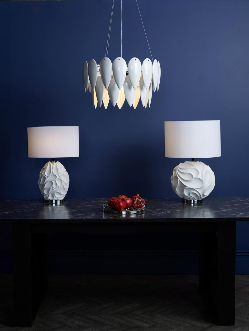 Dar Lighting Phillipa 3 Light Pendant White Ceramic • PHI032