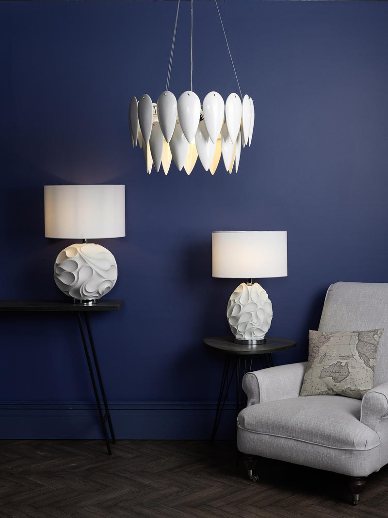 Dar Lighting Phillipa 3 Light Pendant White Ceramic • PHI032