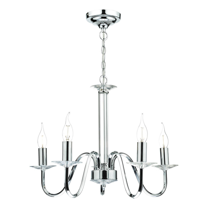 Dar Lighting Pique 5 Light Polished Chrome Clear Crystal Detail • PIQ0550