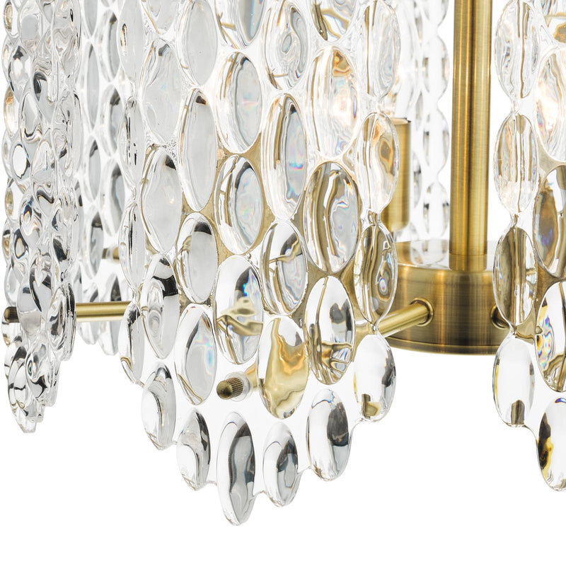 Dar Lighting Porthos 8 Light Pendant Antique Brass and Glass • POR0875