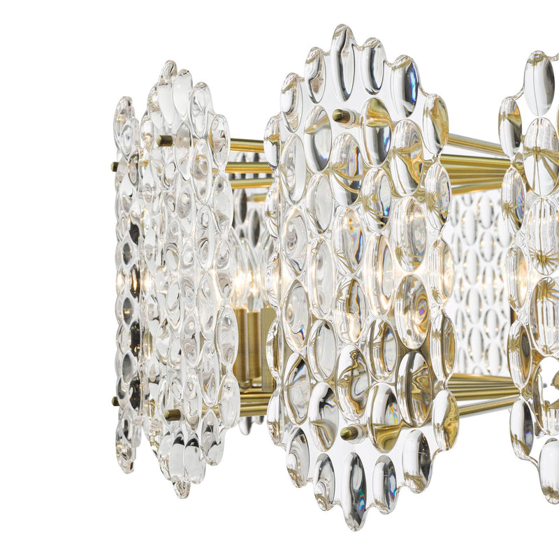 Dar Lighting Porthos 15 Light Pendant Antique Brass Glass • POR1575