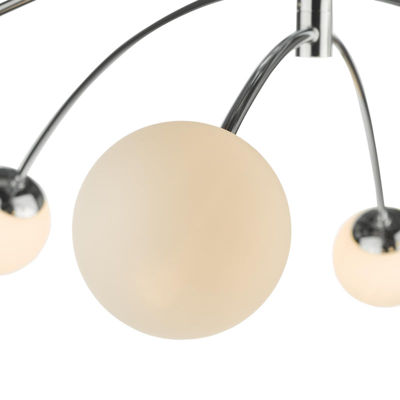 Dar Lighting Puglia 6lt Semi Flush Polished Chrome Opal Glass • PUG6450