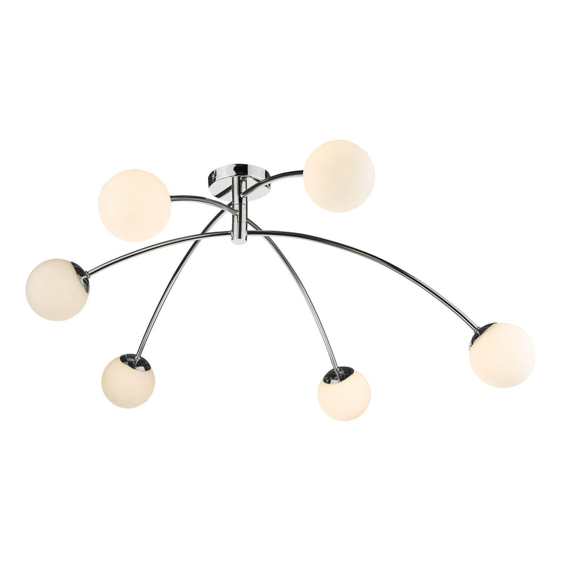 Dar Lighting Puglia 6lt Semi Flush Polished Chrome Opal Glass • PUG6450